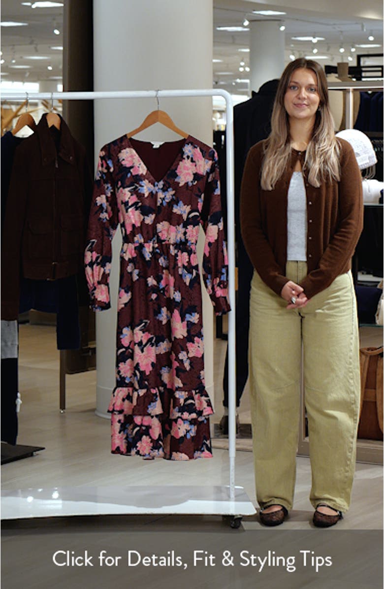 Ruffle Tie Waist Long Sleeve Midi Dress, sales video thumbnail