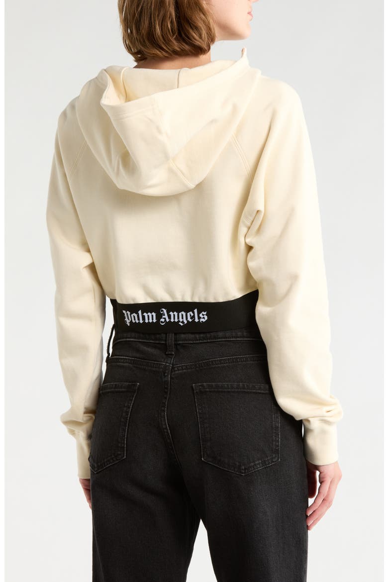 Hooded Crop Sweatshirt, Alternate, color, WHITE BLACK