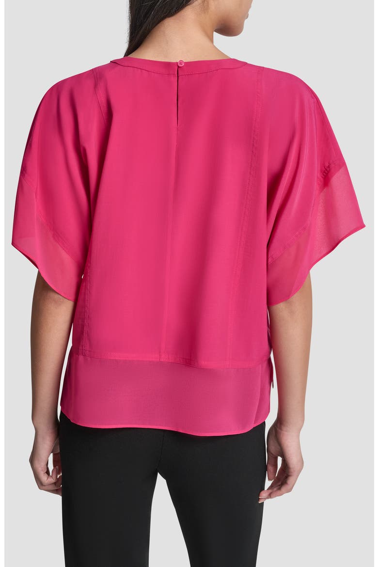 Mixed Media Dolman Sleeve Top, Alternate, color, HOT PINK