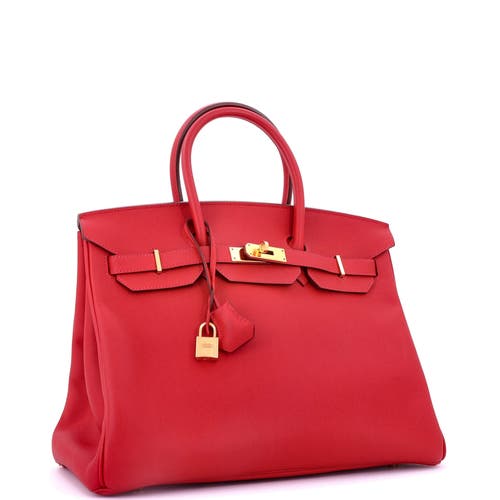 Pre-owned Hermes Hermes Birkin Handbag Red Epsom With Gold Hardware 35 In Red