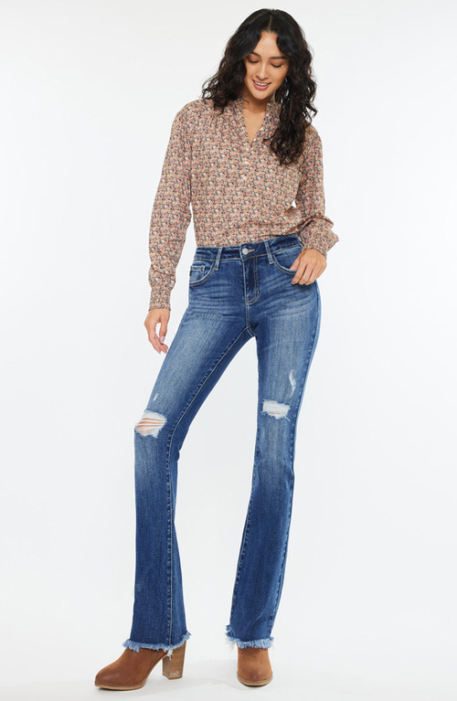 Kancan Mia Essentials Low Rise Baby Bootcut Jeans In Blue