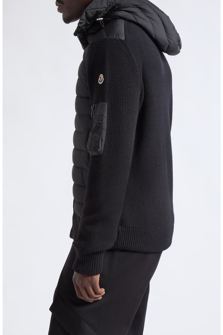 Quilted Front Wool Blend Cardigan, Alternate, color, BLACK