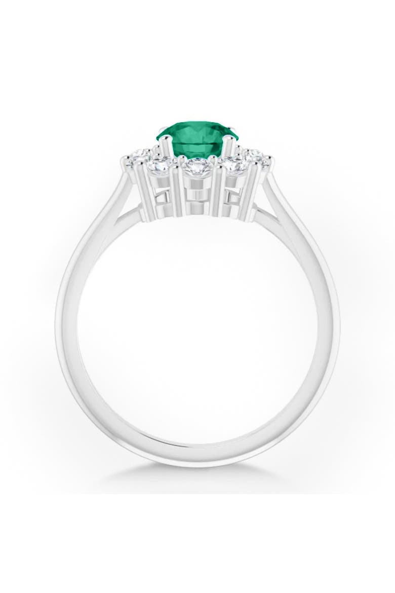 Round Lab Emerald & Diamond Halo Ring 14K 1.28ct, Alternate, color, Emerald/White Gold