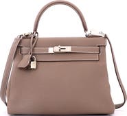 Pre-Owned Hermes Kelly Handbag Grey Togo with Palladium Hardware 28
