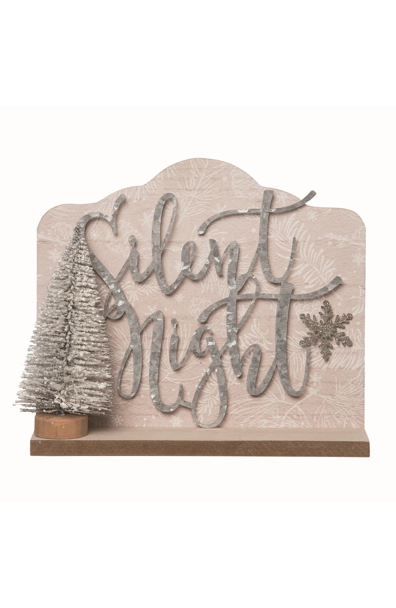 Transpac Wood White Christmas Silent Night Wall Accent Decor, Main, color, White