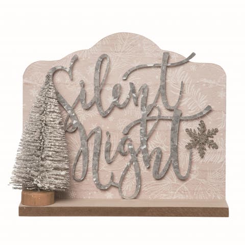 Wood White Christmas Silent Night Wall Accent Decor