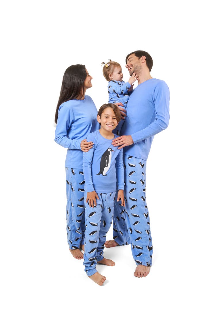 Kids Footed Fleece Printed Matching Family Holiday Pajamas, Alternate, color, Penguin
