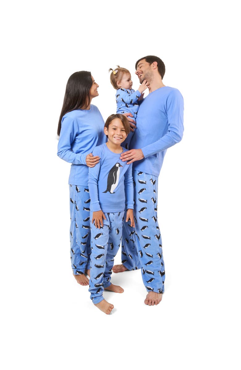 Leveret Footed Fleece Printed Matching Family Holiday Pajamas, Alternate, color, Penguin