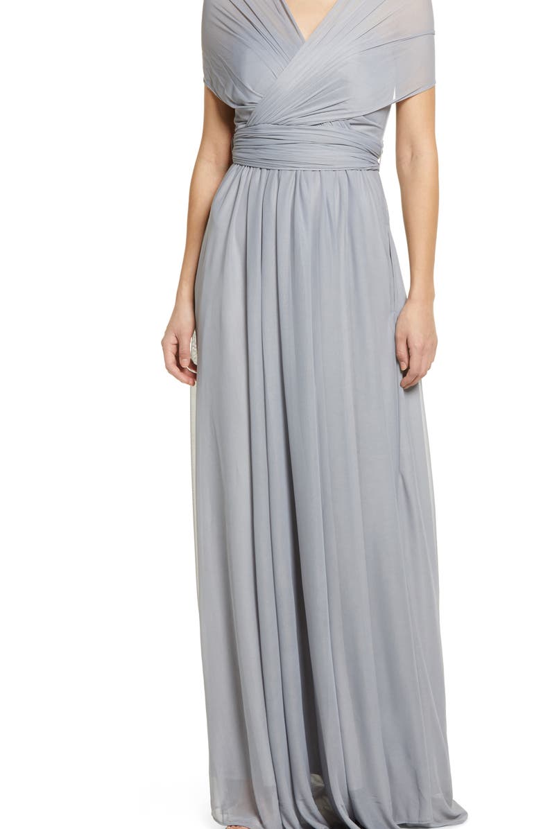 BIRDY GREY Chicky Convertible Neck Tulle Gown, Alternate, color,