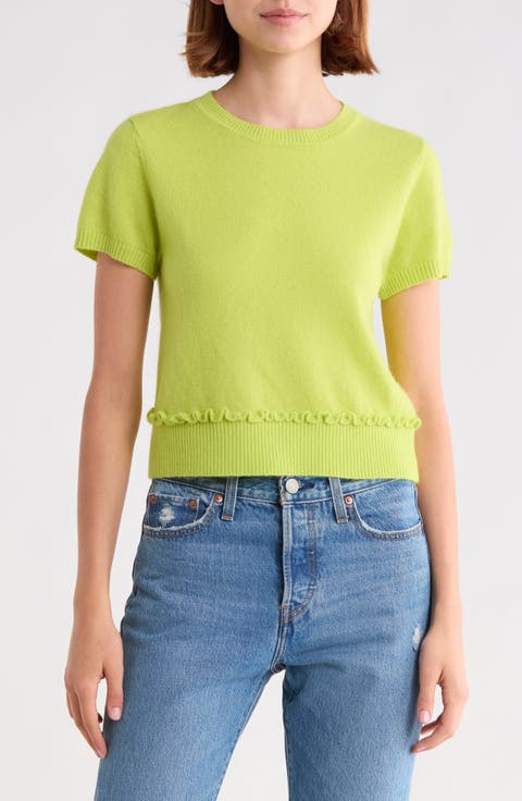 Short Sleeve Ruffle Hem Sweater
