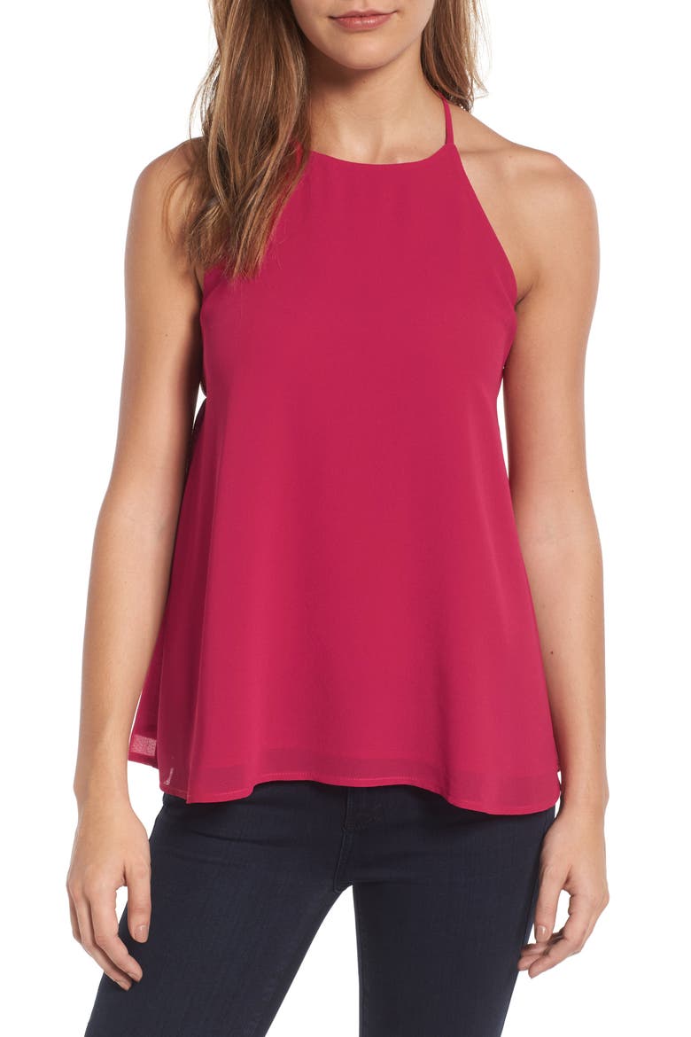 Y-Back Halter Tank, Main, color, RED CERISE