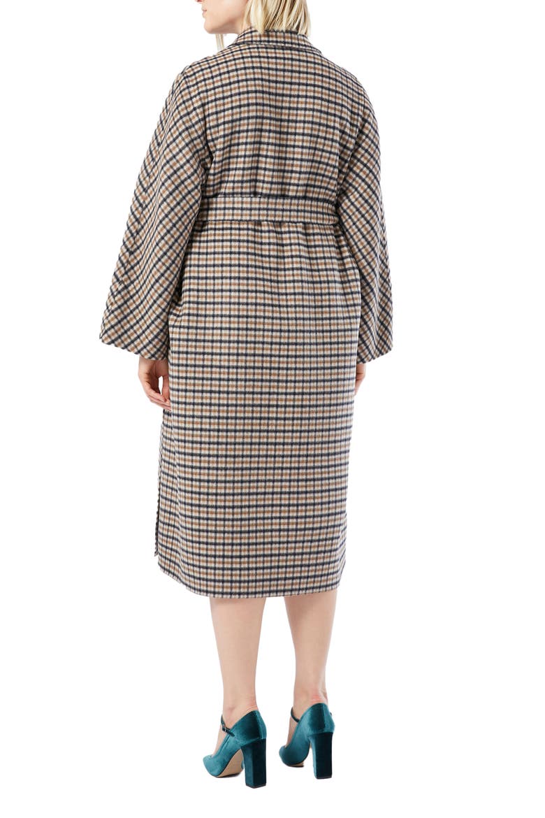 Deremi Check Wool & Mohair Blend Coat, Alternate, color, KAKI
