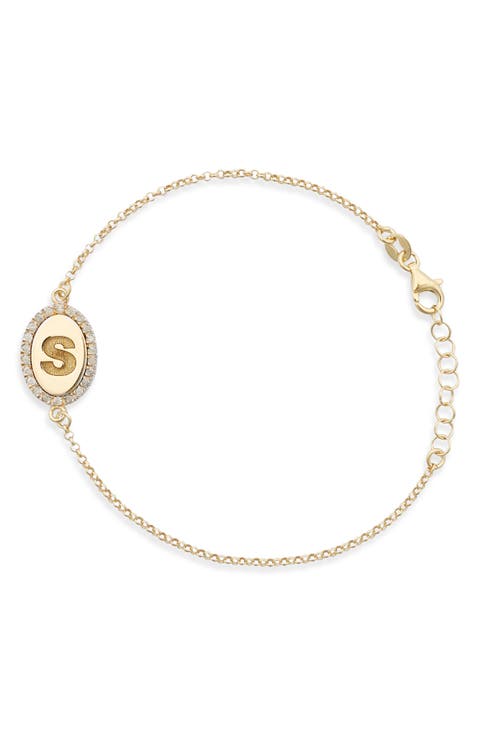 Diamond Initial Disc Bracelet