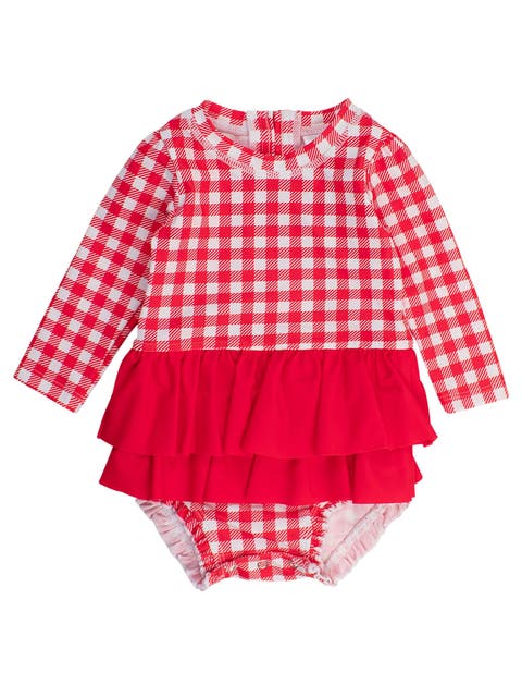 Baby Girls UPF50+ Long Sleeve Skirted One Piece Rash Guard