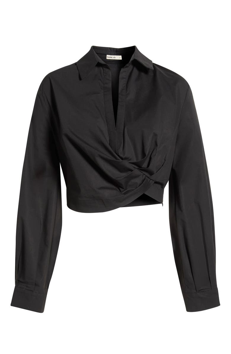 HOUSE OF CB Ivara Drape Waist Long Sleeve Stretch Cotton Top, Main, color,