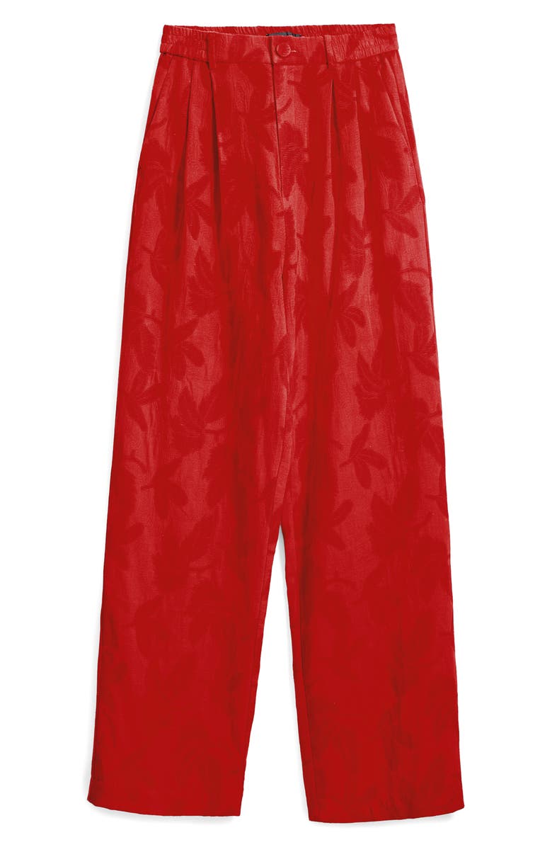 Desigual Floral Print Wide Leg Pants, Alternate, color, Bright Red