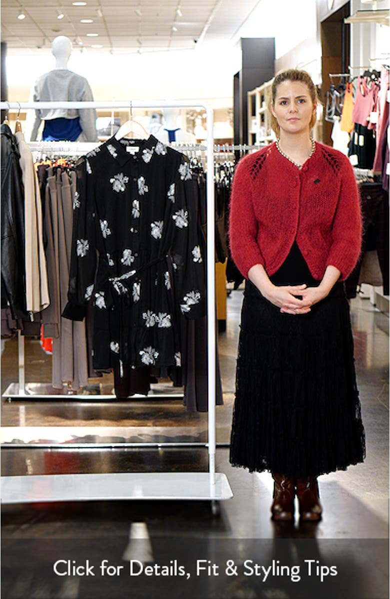 Embroidered Floral Long Sleeve Mini Shirtdress, sales video thumbnail