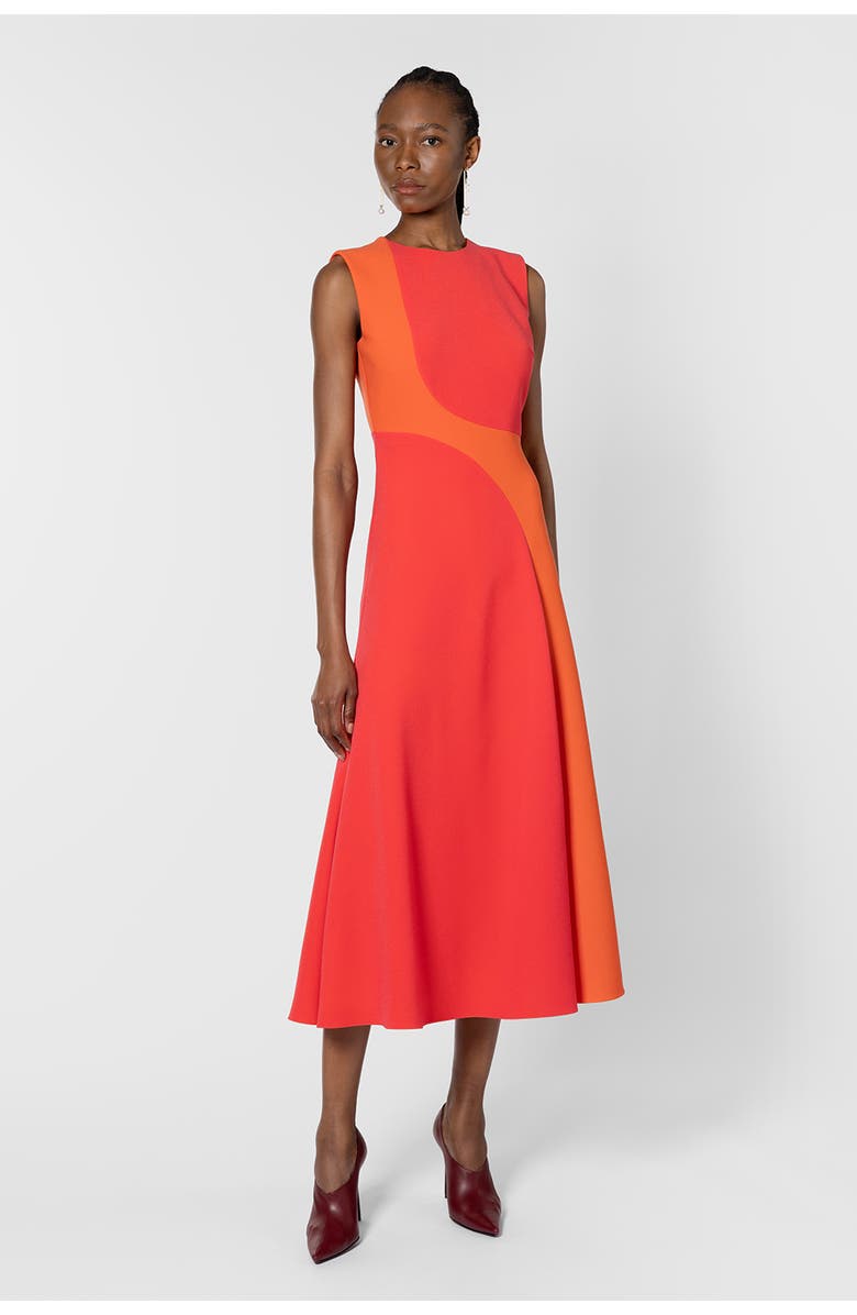 Roksanda Aras Sleevless Midi Dress, Main, color, Rouge / Venetian Red