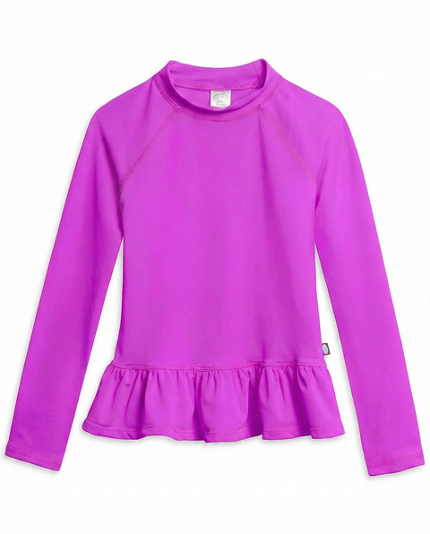 Girls Swim Peplum UPF 50+ Long Sleeve Rashguard Tee (Toddler, Little Kid, Big Kid)