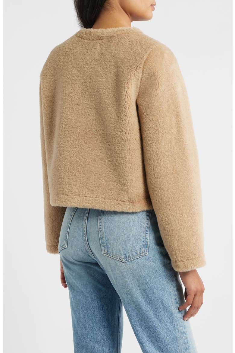 Faux Shearling Crop Jacket, Alternate, color, CAMEL