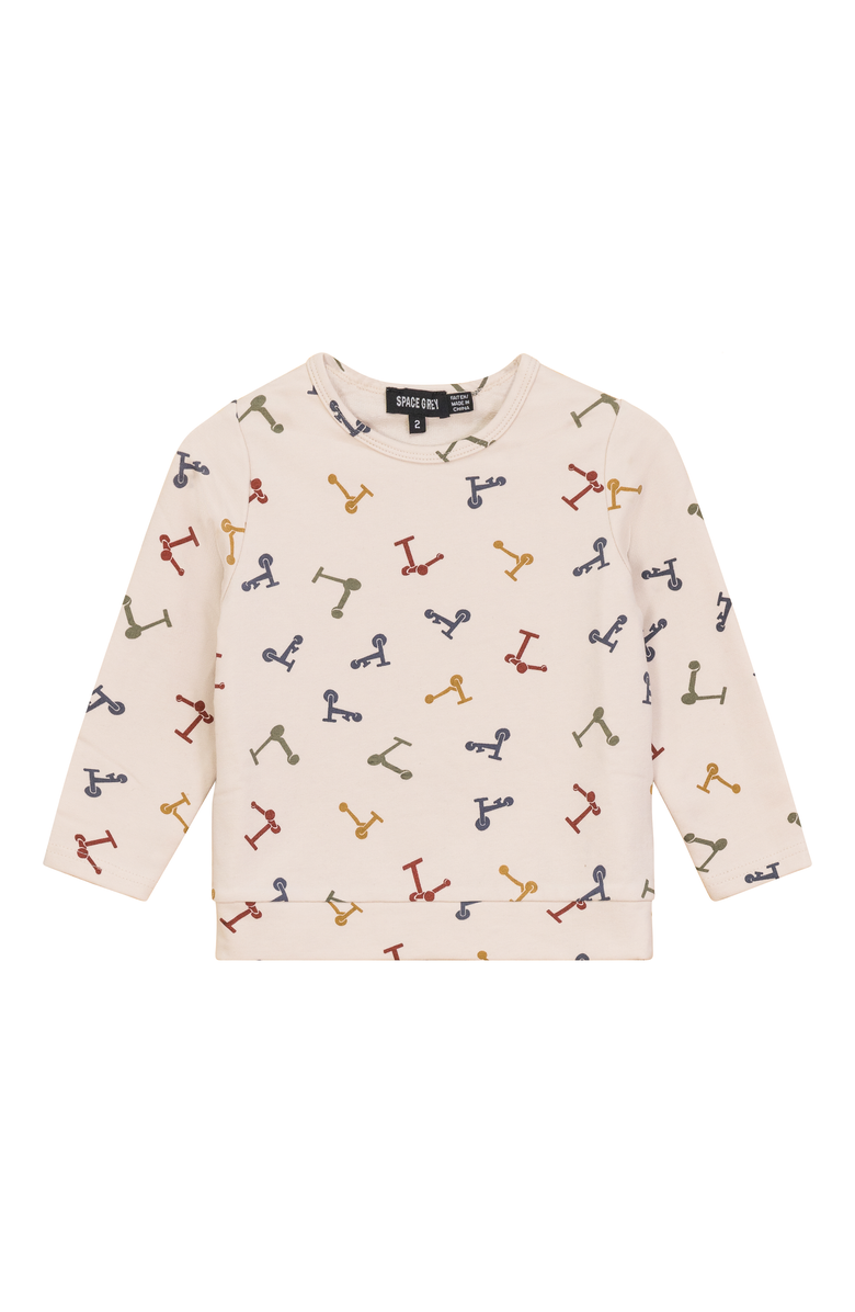 Space Grey Scooter and Tulipe Printed Sweater, Main, color, Dark Almond