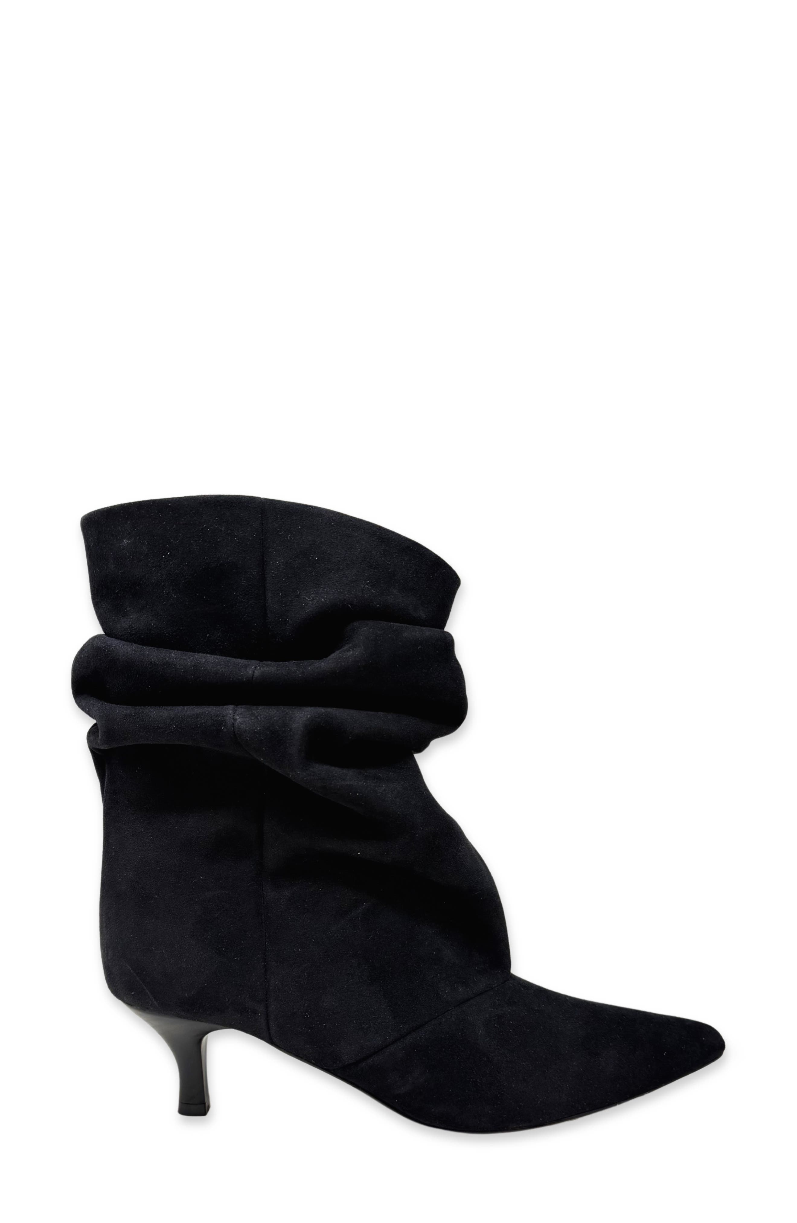 Venetia Slouchy Faux Leather Bootie, Alternate, color, BLACK SUEDE