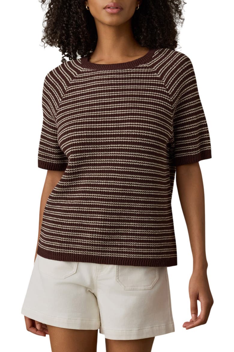 Miramar Stripe Linen & Organic Cotton Blend Sweater, Main, color, MOCHA STRIPE