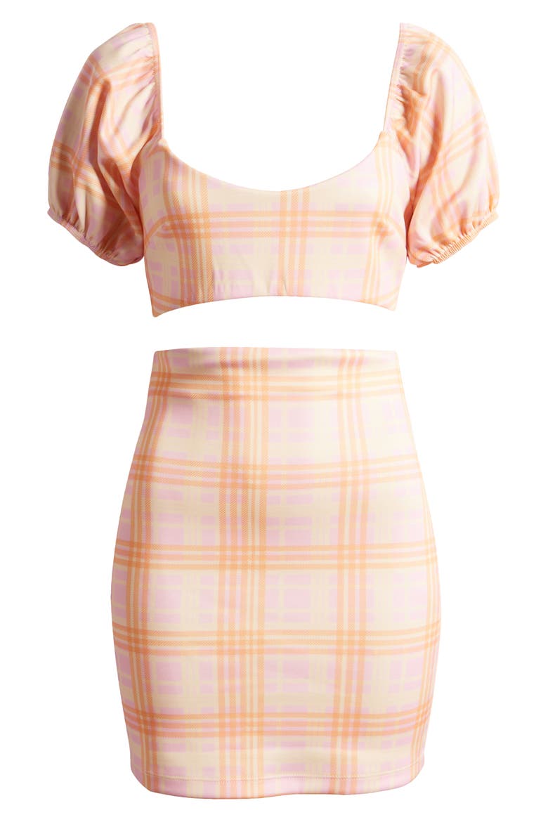 Plaid Cutout Minidress, Alternate, color, ORANGE MULTI