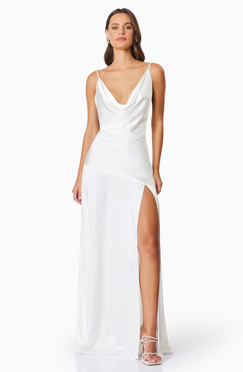 Elliatt Clementine Satin Gown, Alternate, color, Ivory