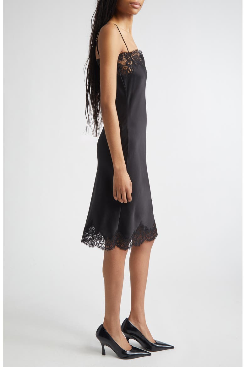 Iconic Lace Trim Satin Slipdress, Alternate, color, BLACK