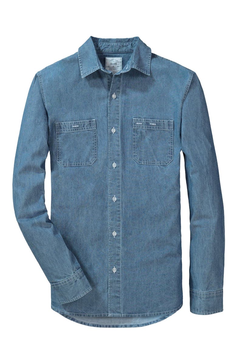 Hope & Henry Men's Chambray Button Down Shirt, Main, color, 