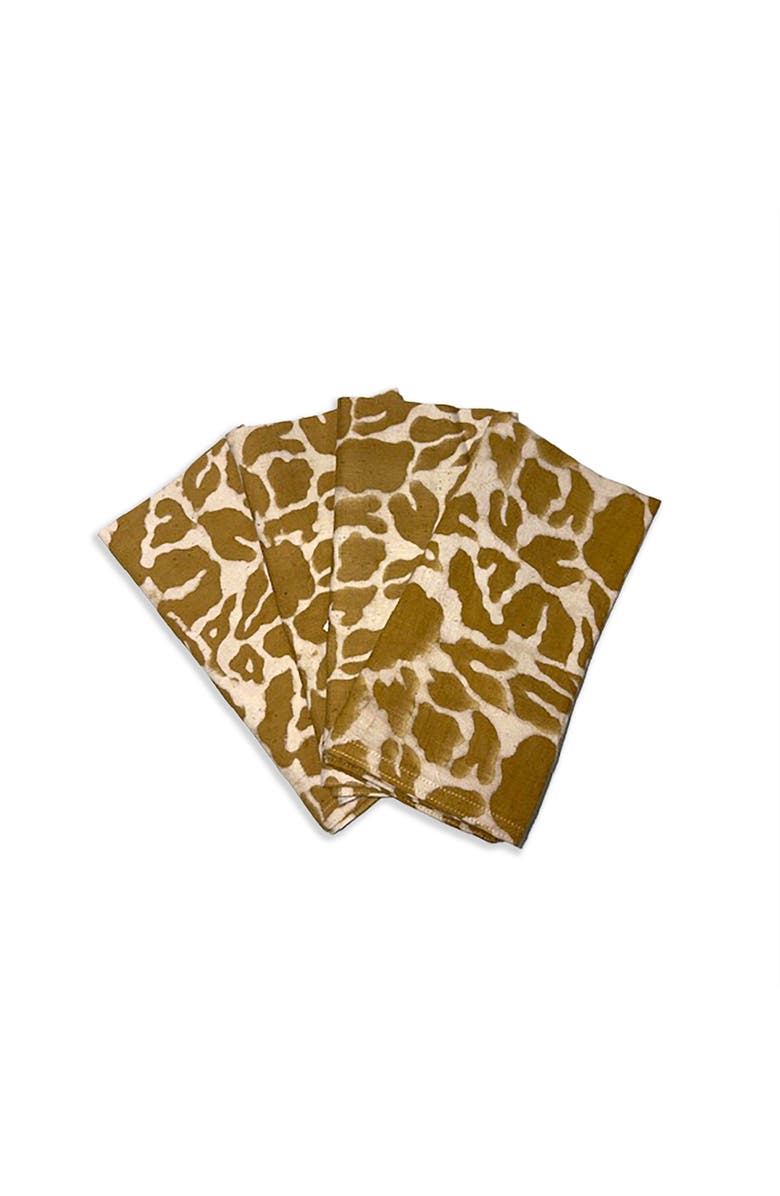 Ichcha Yan Mustard Block Print Napkins - Set of 4, Main, color, Mustard