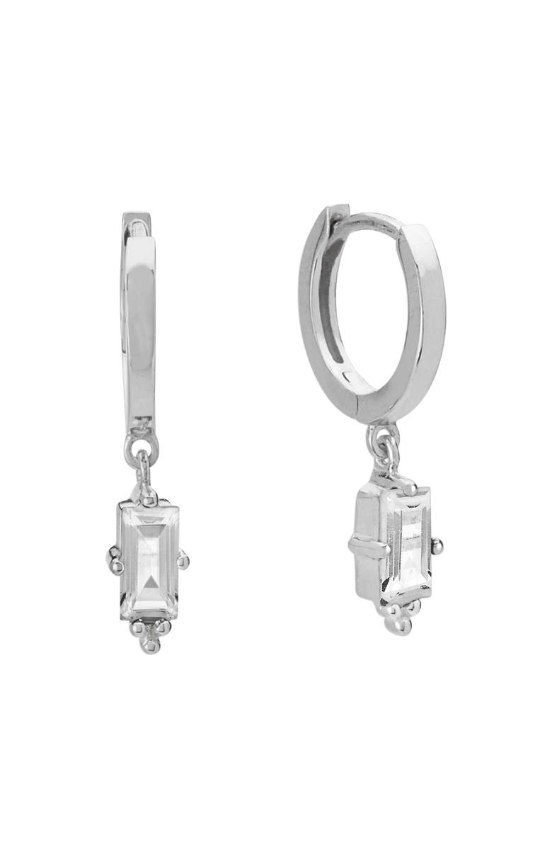 Murkani Huggies with Hanging Baguette, Main, color, Silver