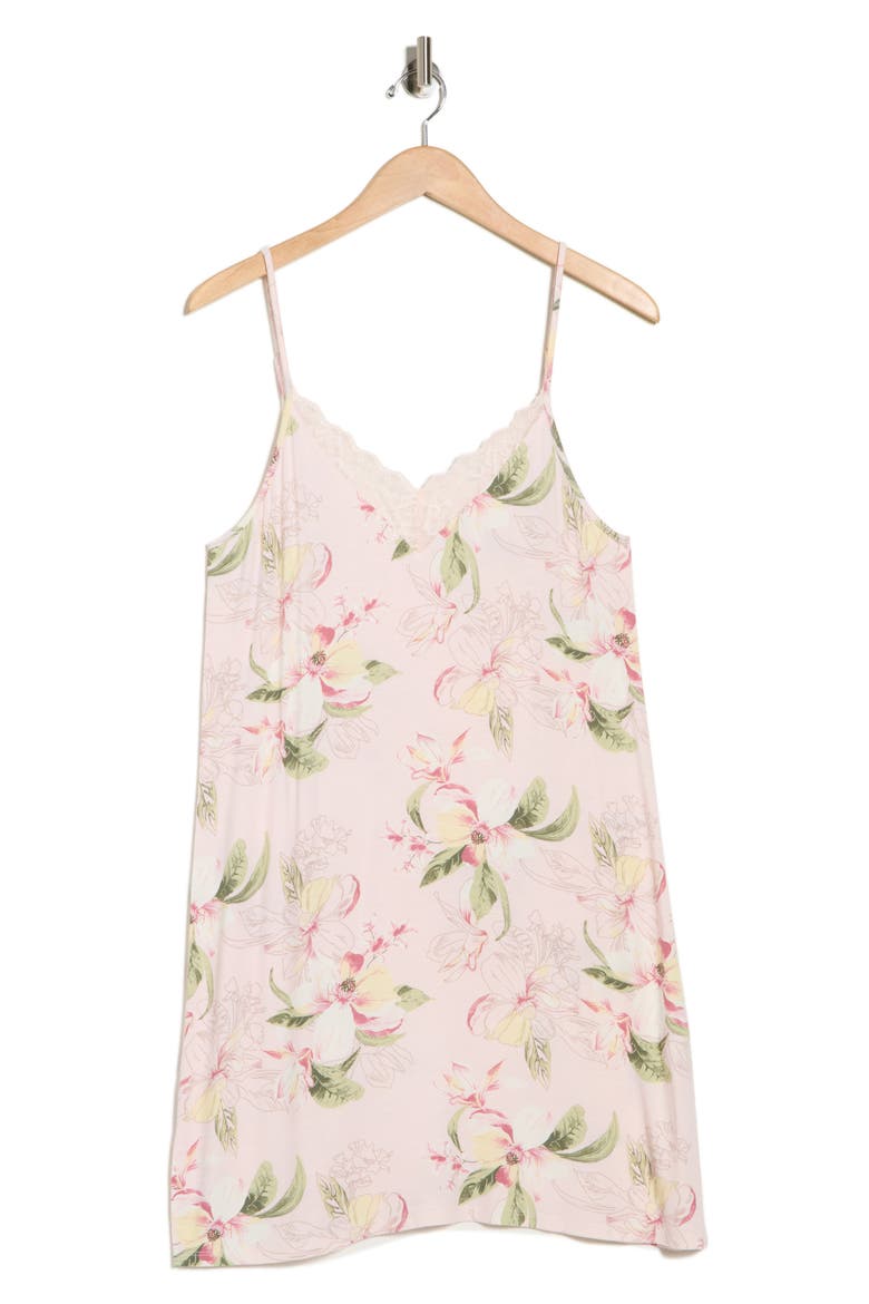 Tranquility Lace Trim Chemise, Alternate, color, PINK IMPROMPTU FLORAL