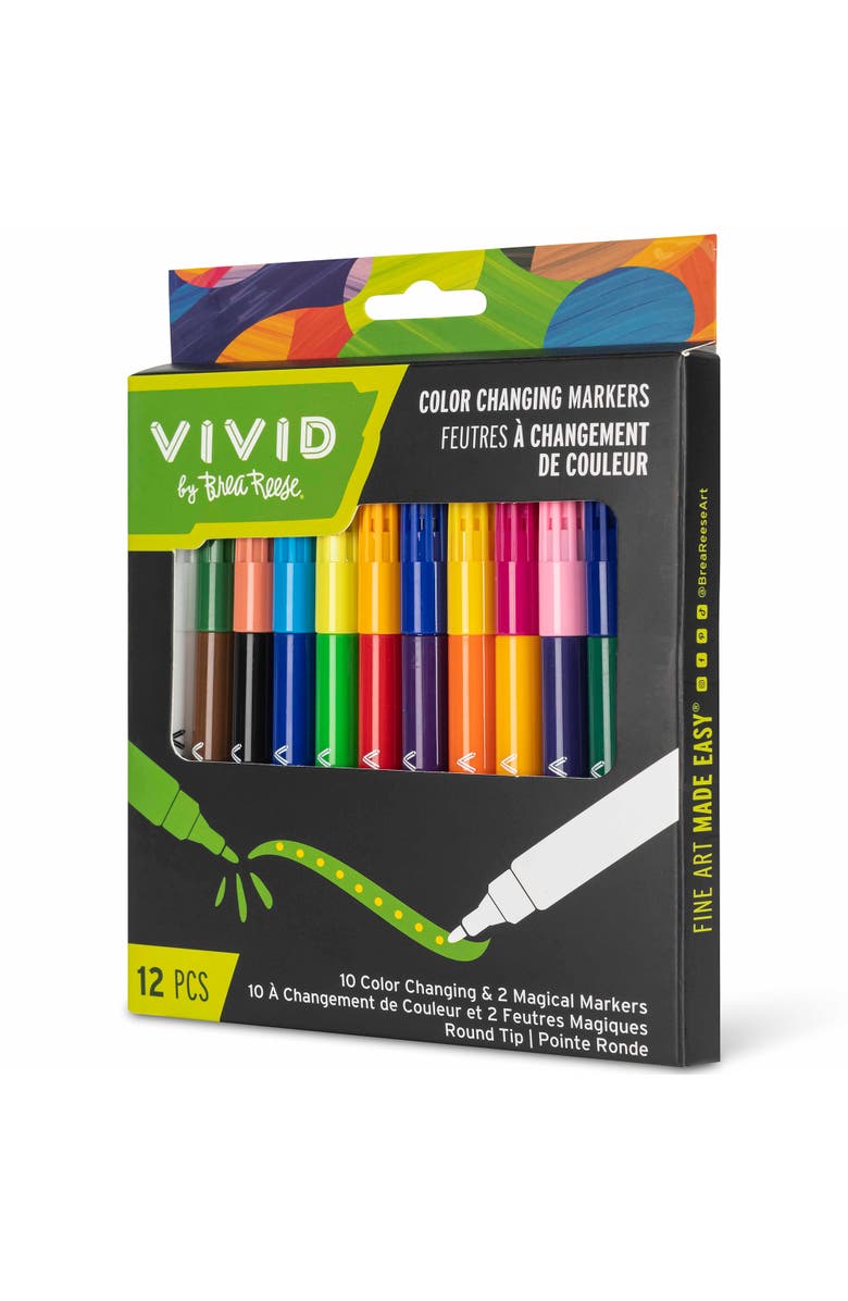 Brea Reese Vivid Color Changing Markers, 10 Color & 2 Magic Ink Markers, Alternate, color, Multicolored