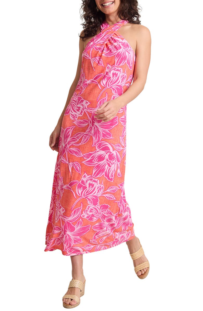 Tommy Bahama Paradiso Petals Sleeveless Maxi Dress, Main, color, Dark Coral