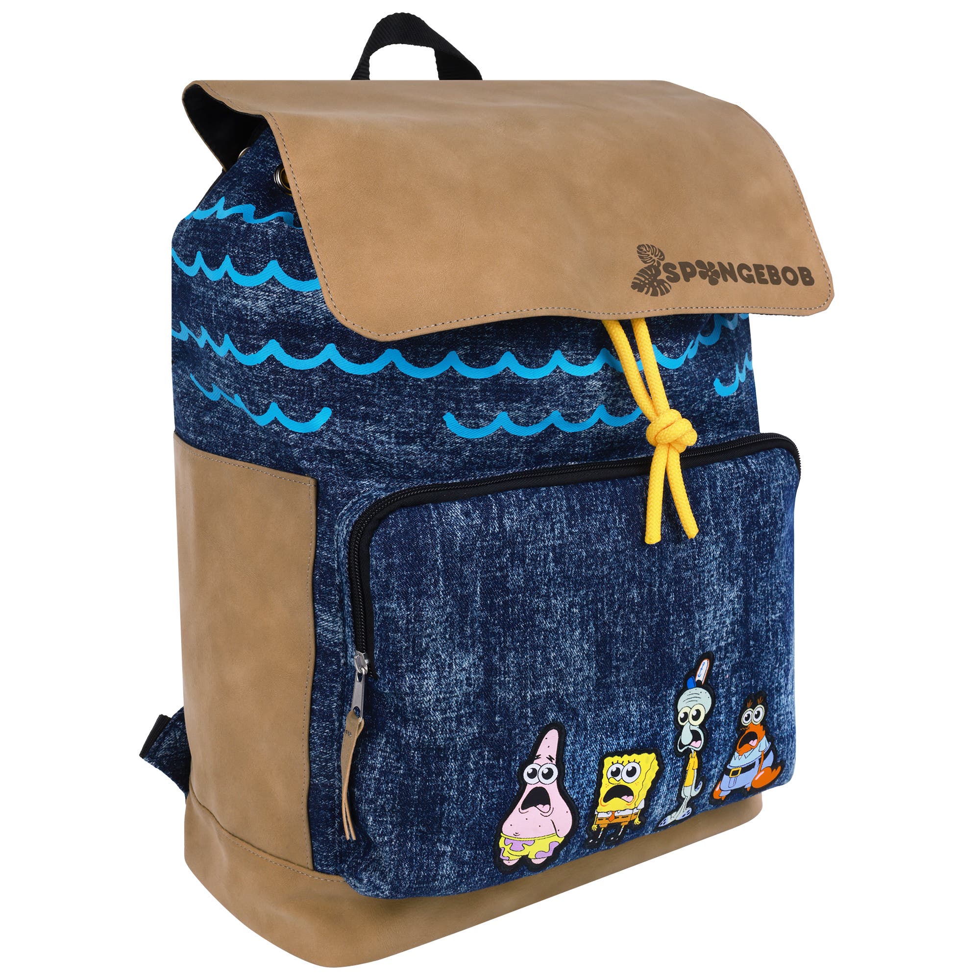 NICK SPONGEBOB Denim 
Nubuck Backpack with Embroidered Patch, Alternate, color, Multi