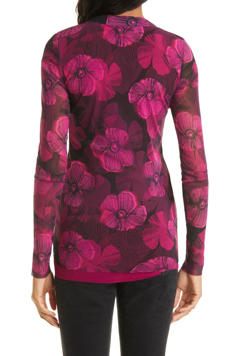 Fuzzi Floral V-Neck Mesh Top, Alternate, color, 