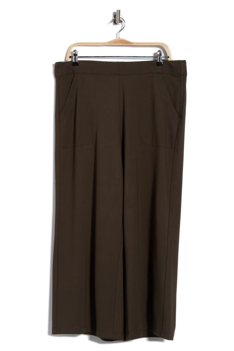 Ponte Knit Crop Wide Leg Pants, Alternate, color, LODEN