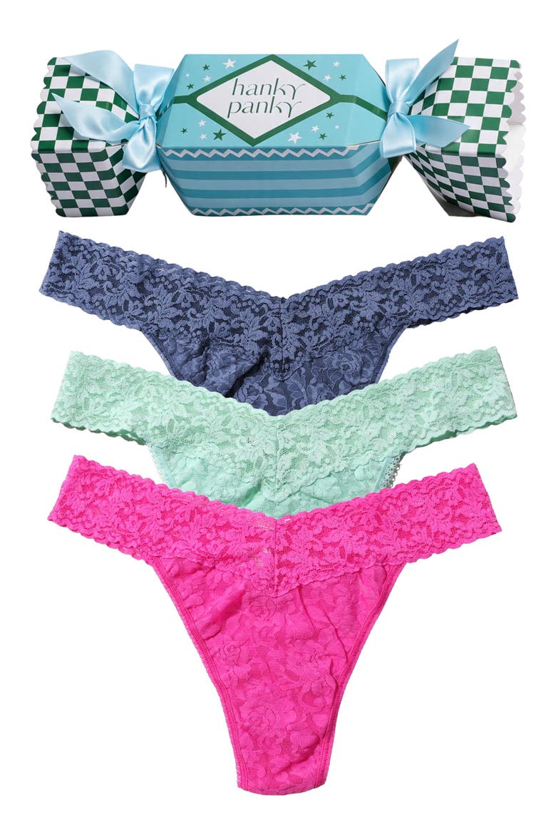 Holiday Cracker Assorted 3-Pack Original Rise Thongs, Main, color, MARMALADE/PISTACHIO/NIGHTSHADE