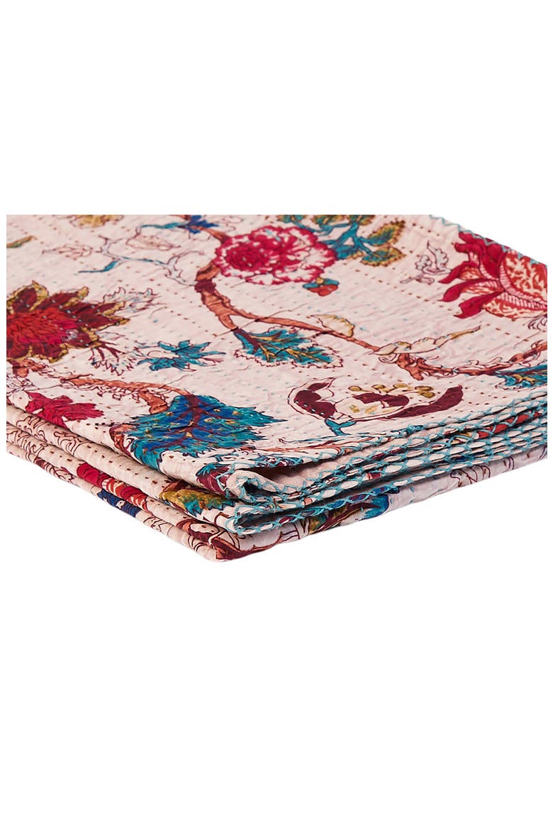 Vintage Cotton Kantha Throw Blanket, Alternate, color, MULTI BEIGE