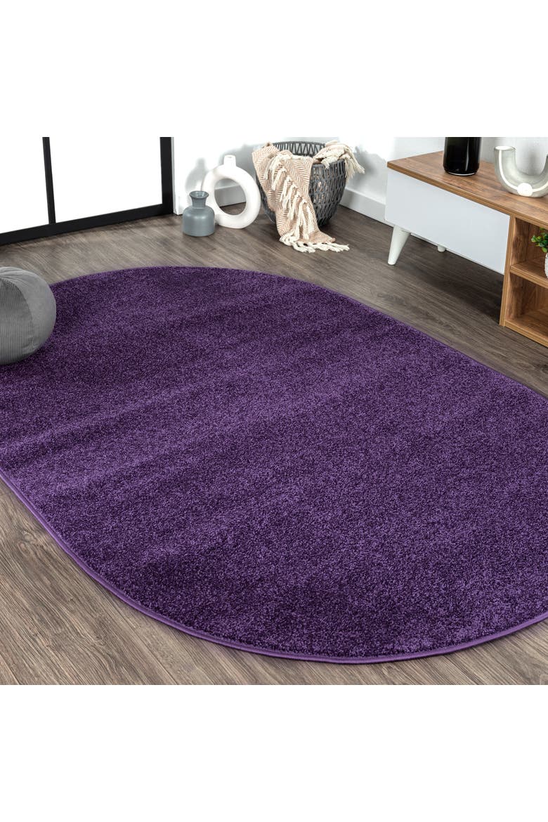 Haze Solid Low-Pile Oval Area Rug, Alternate, color, Lavender/Purple