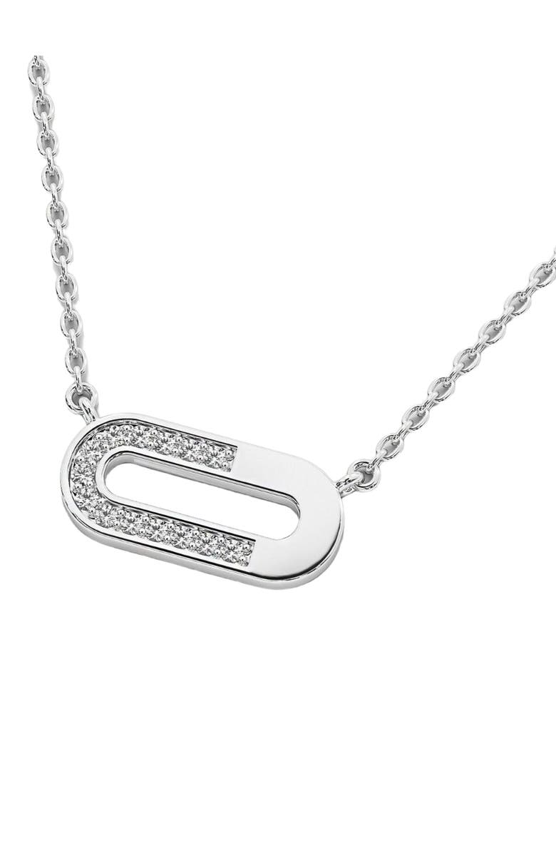 Bliss Diamond Diamond Paper Pendant 14k Gold 18" Necklace Lab Grown 1/2" Wide, Alternate, color, 14K White Gold