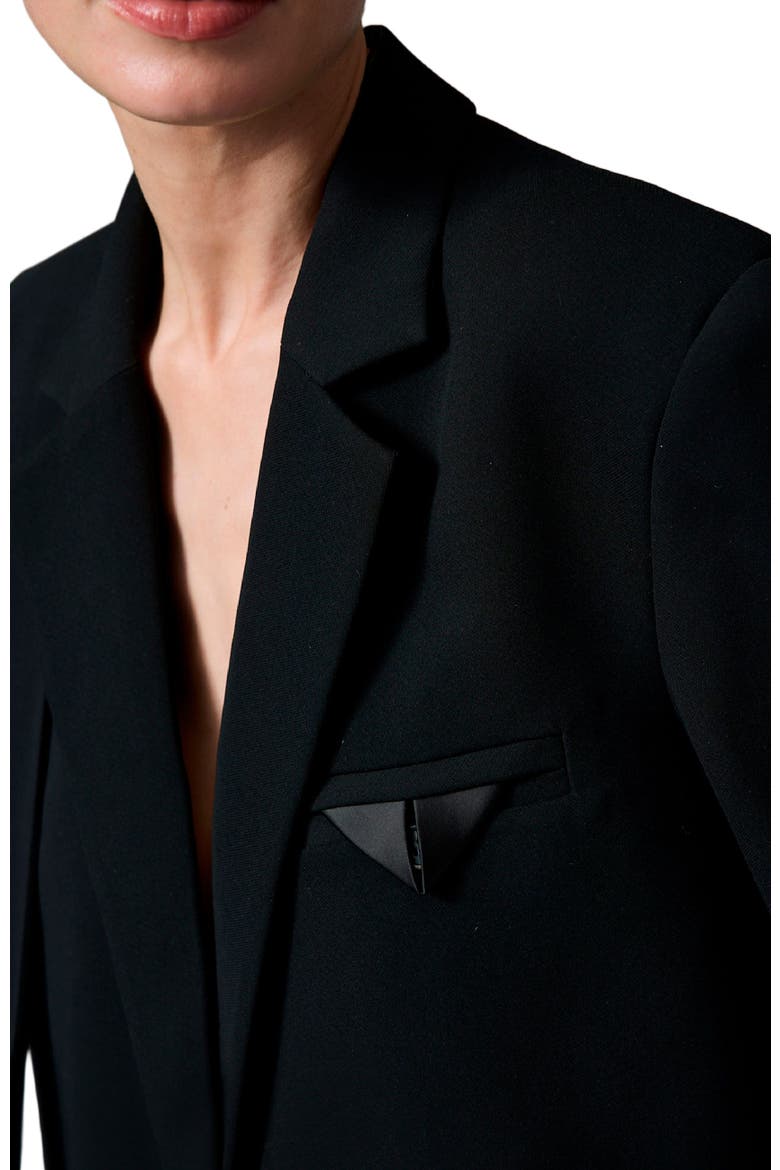 Edie Cropped Gabardine Blazer, Alternate, color, Black
