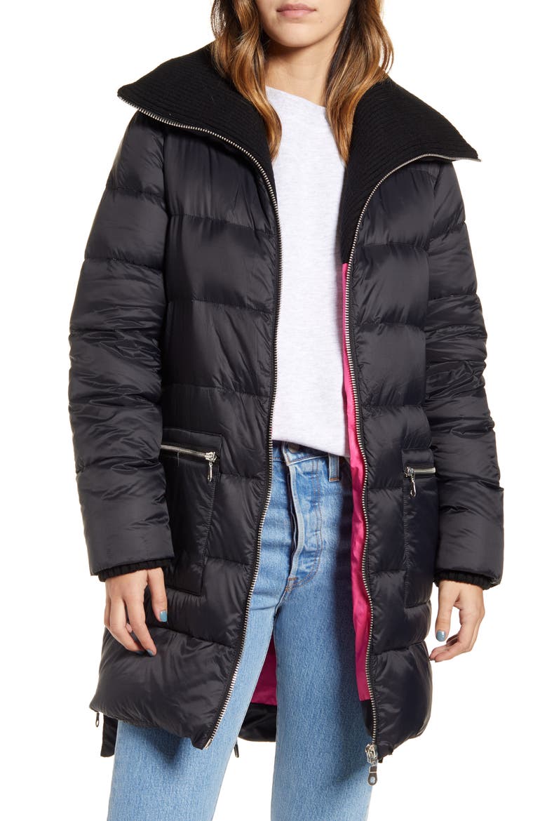 BB Dakota Cold Snap Putter Coat, Main, color, BLACK