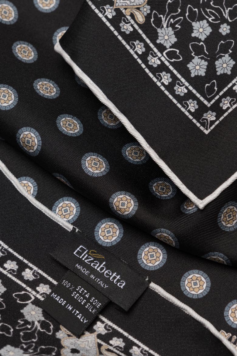 Filippo - Hand Rolled Silk Neckerchief for Men, Alternate, color, Black