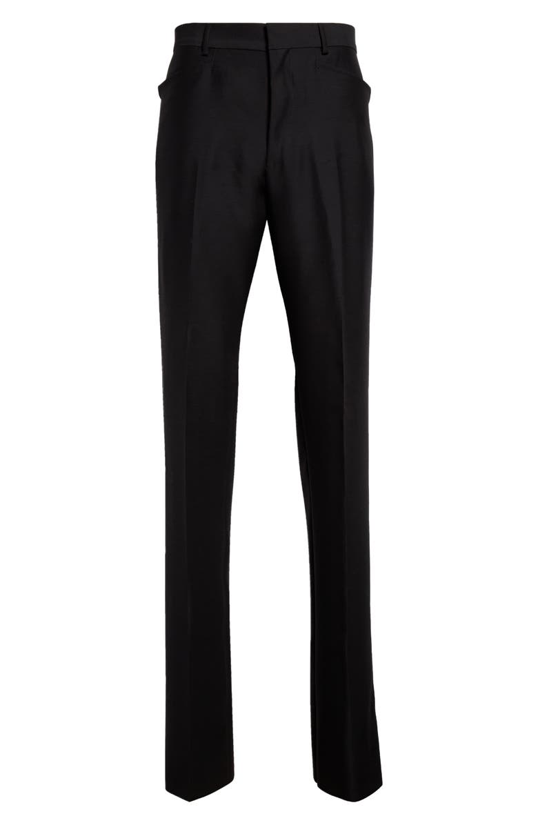 TOM FORD Atticus Wool & Silk Organza Trousers, Alternate, color, Black