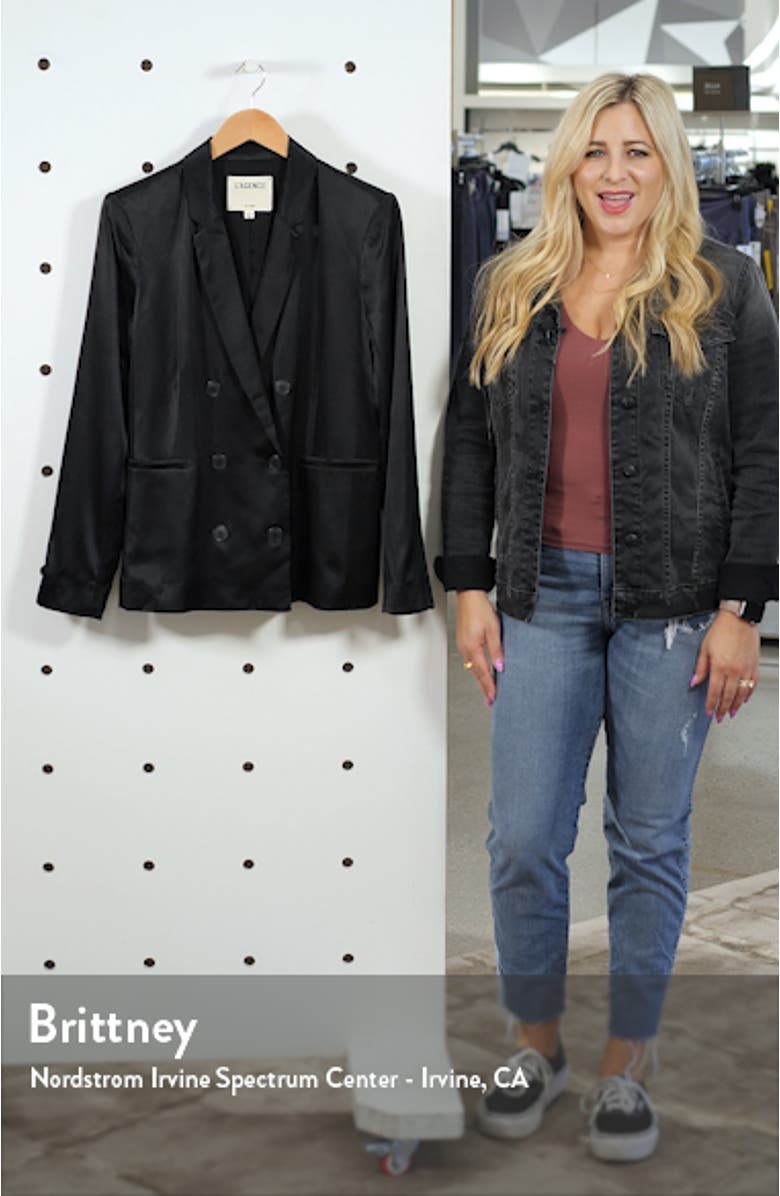 Colin Silk Satin Double Breasted Blazer, sales video thumbnail