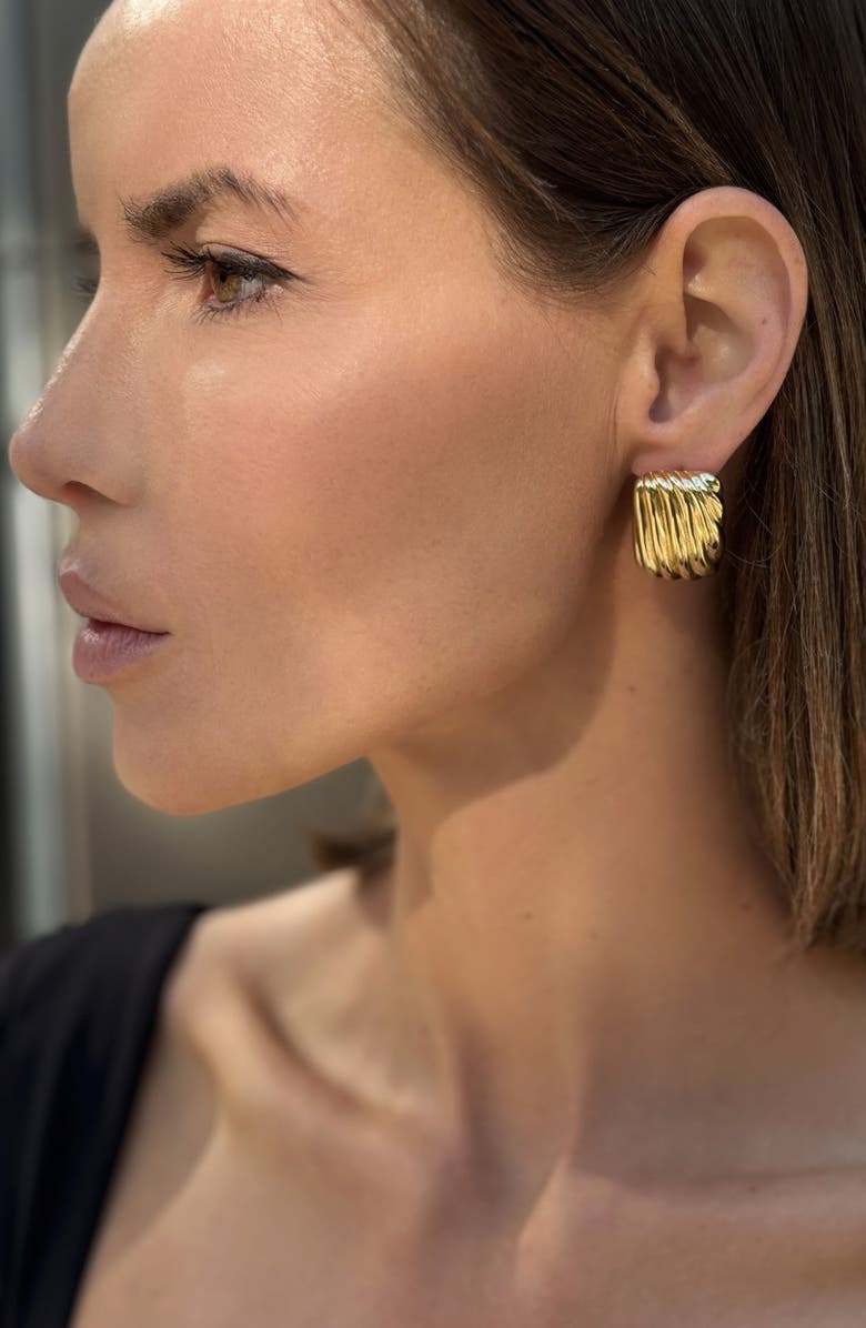 Adornia Rectangle Wavy Stud Earrings, Alternate, color, Gold