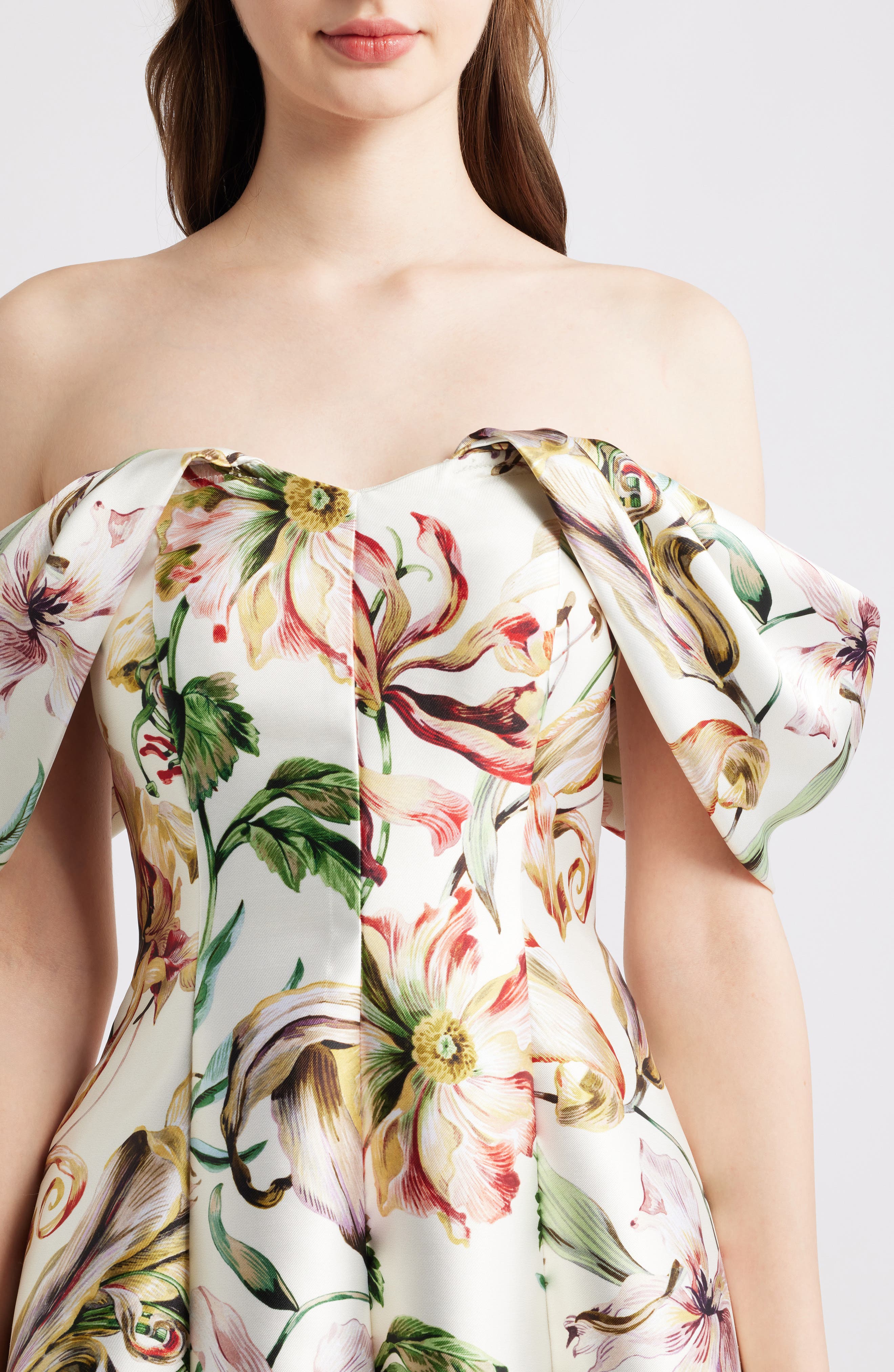 off the shoulder floral maxi dress eliza j Eliza J Off-the-shoulder Floral Print Midi Dress